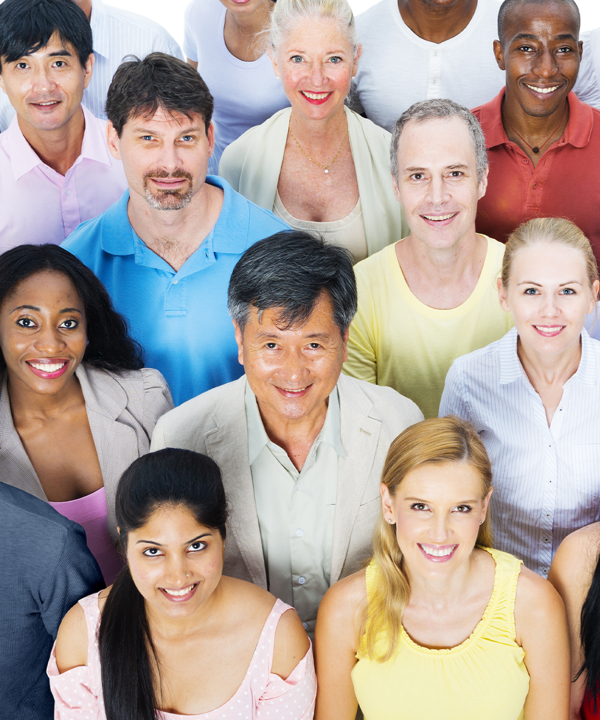 A group of people smiling