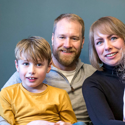 George with his family