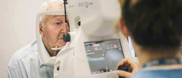 senior patient having an eye test