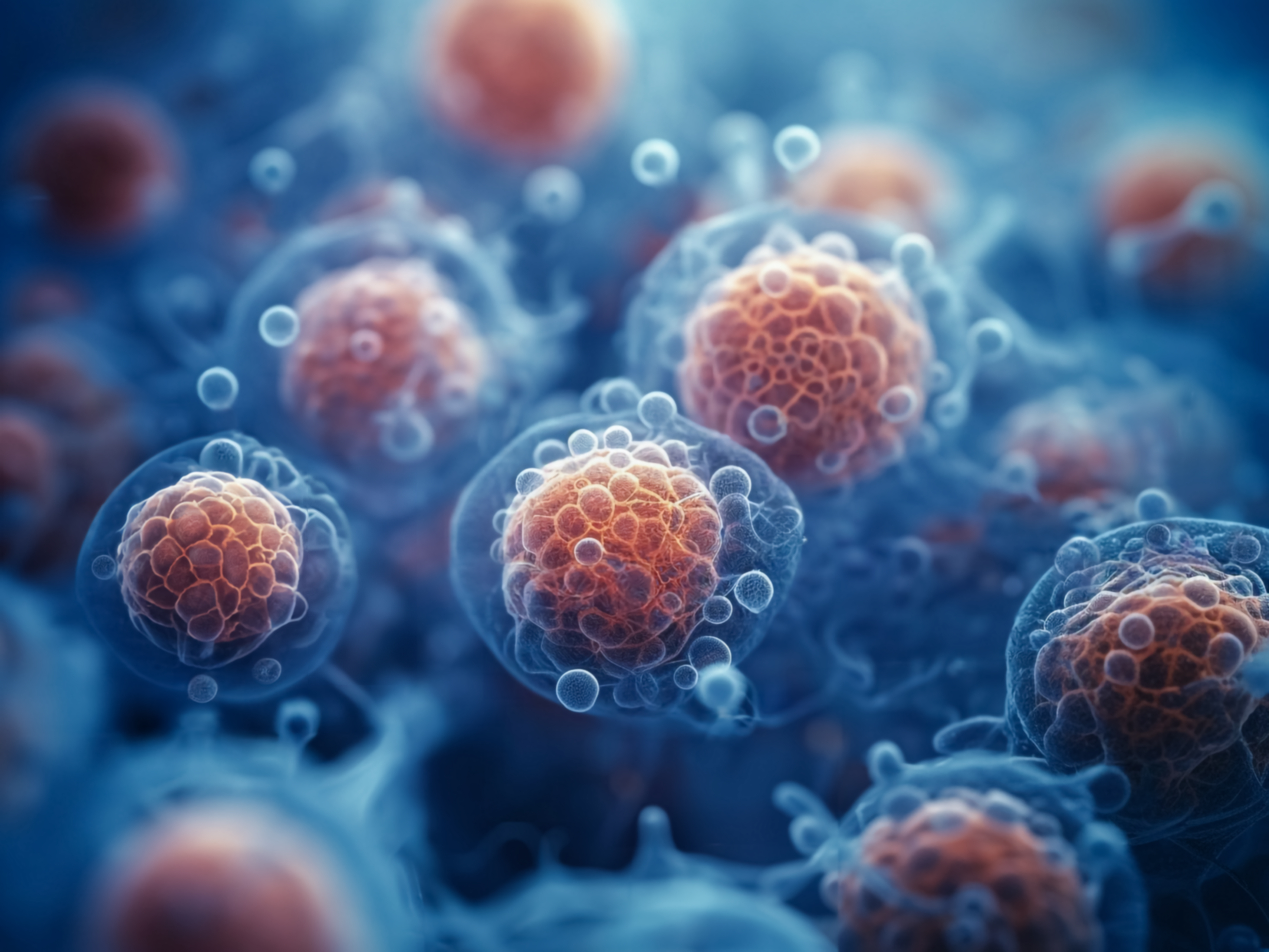 Microscopic close up of the exosomes in the eye