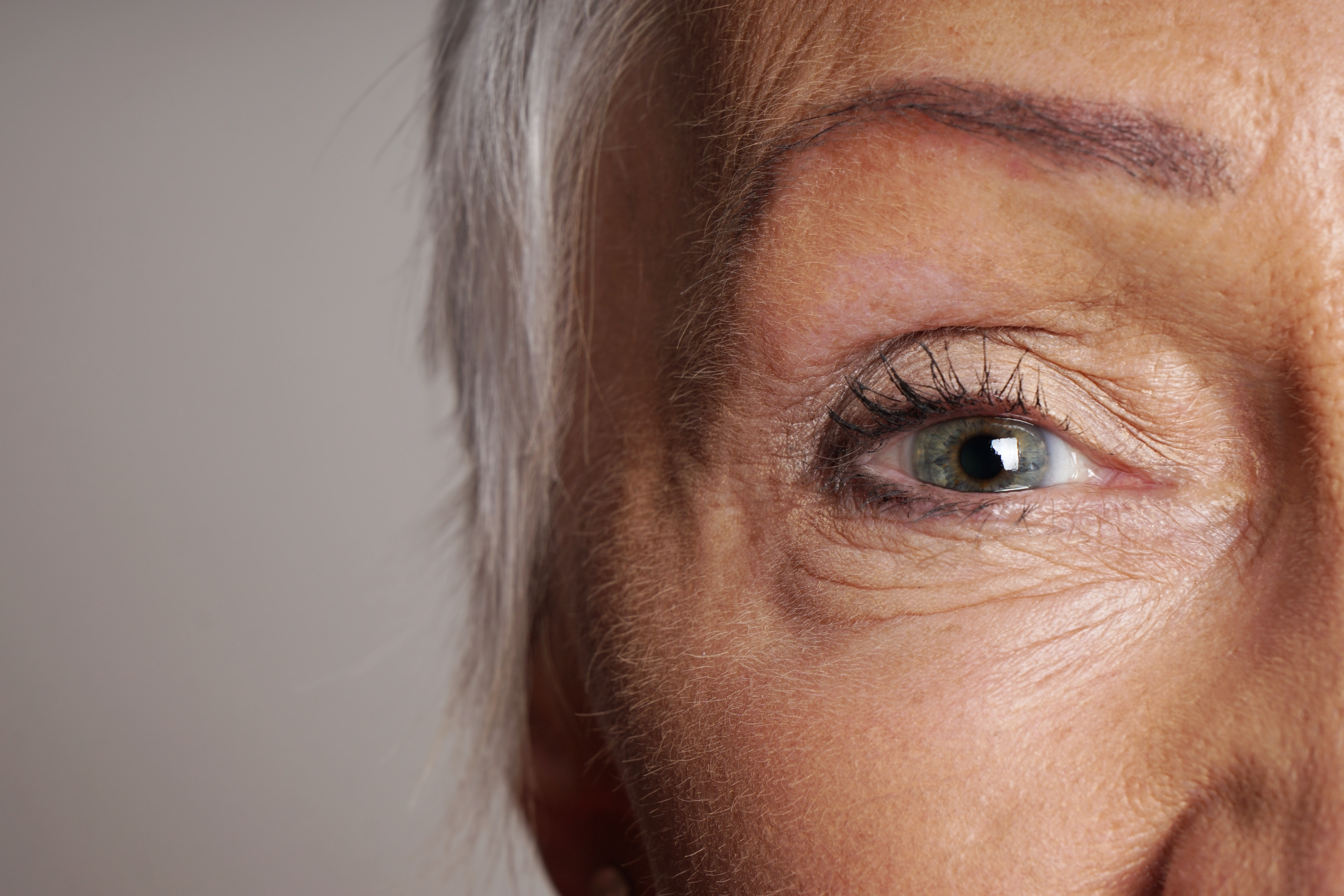 Close up of an older woman's face and eye
