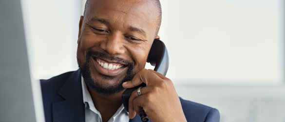 Smart man talking on phone