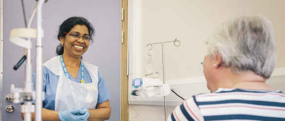 smiling nurse and patient