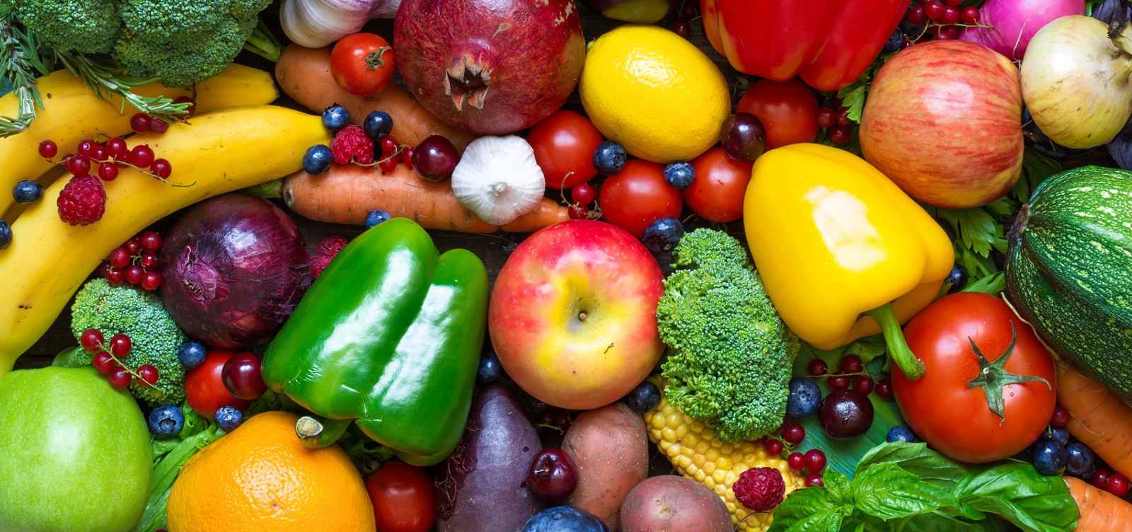 Colourful fruit and vegetables