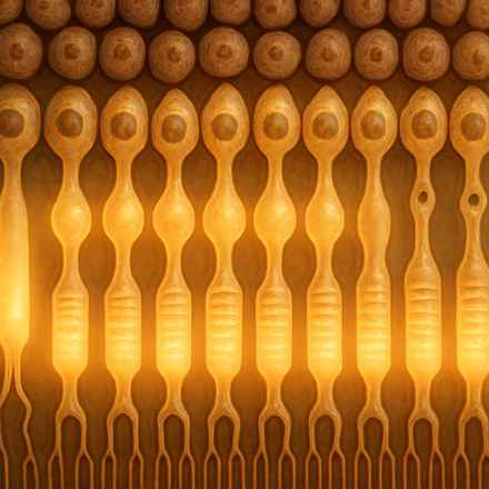 Microscopic close up of the cones and rods in the eye