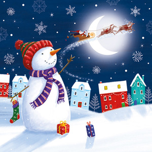 A Christmas Eve Snowman plain card front