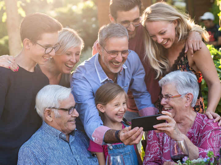 Family taking group photo