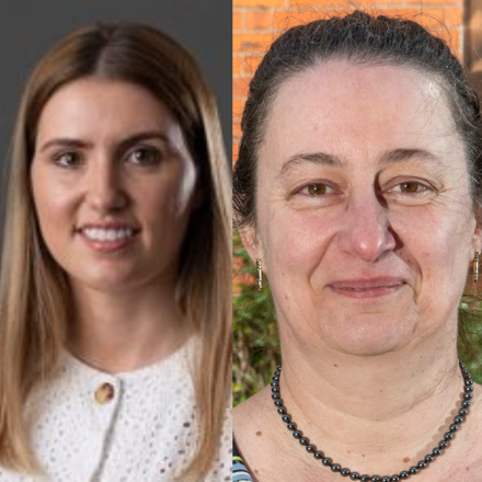 Headshot of Dr Katie Curran on the left and Professor Tunde Peto on the right 